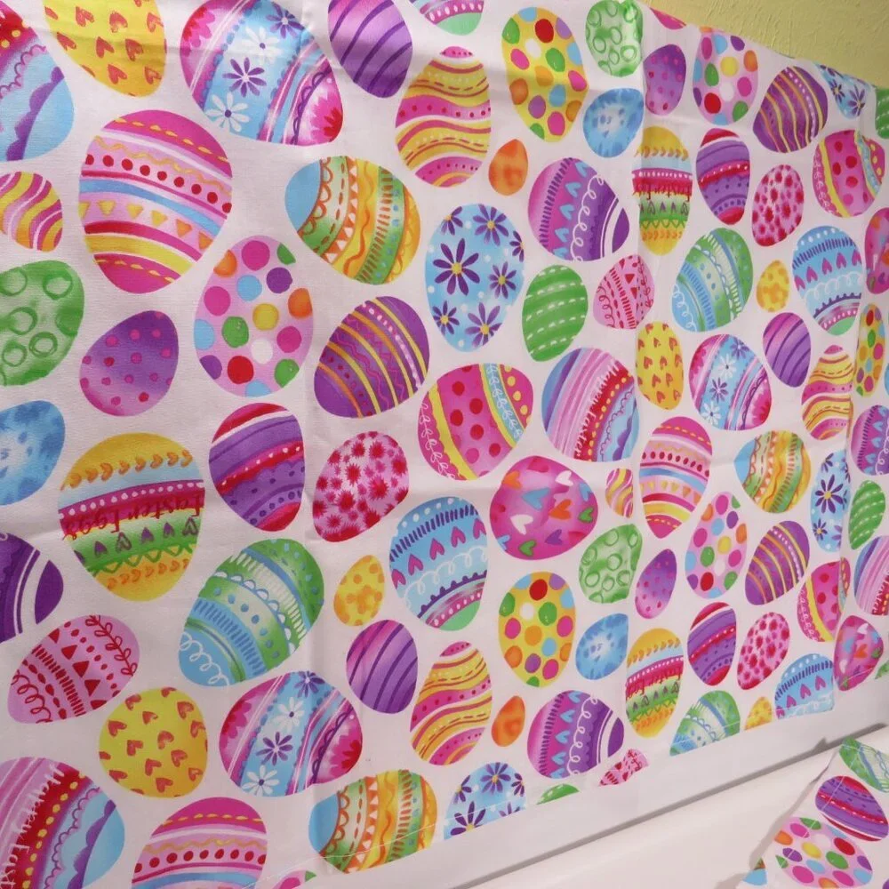 Colorful Easter Egg Table Runner, Sm Tablecloth, Hot Pad & Wire Garland